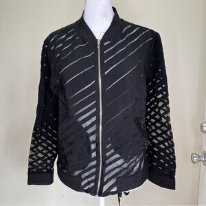 Zara casual‎ Black Mesh Bomber Jacket size XS